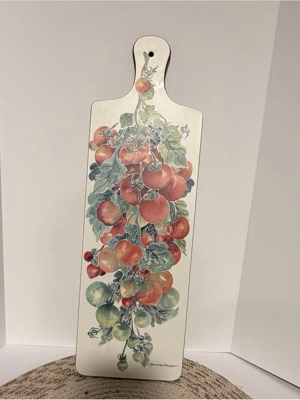 Vintage Charmaine Williamson Tomato Vine Cutting Board Retro Kitchen Wall Decor